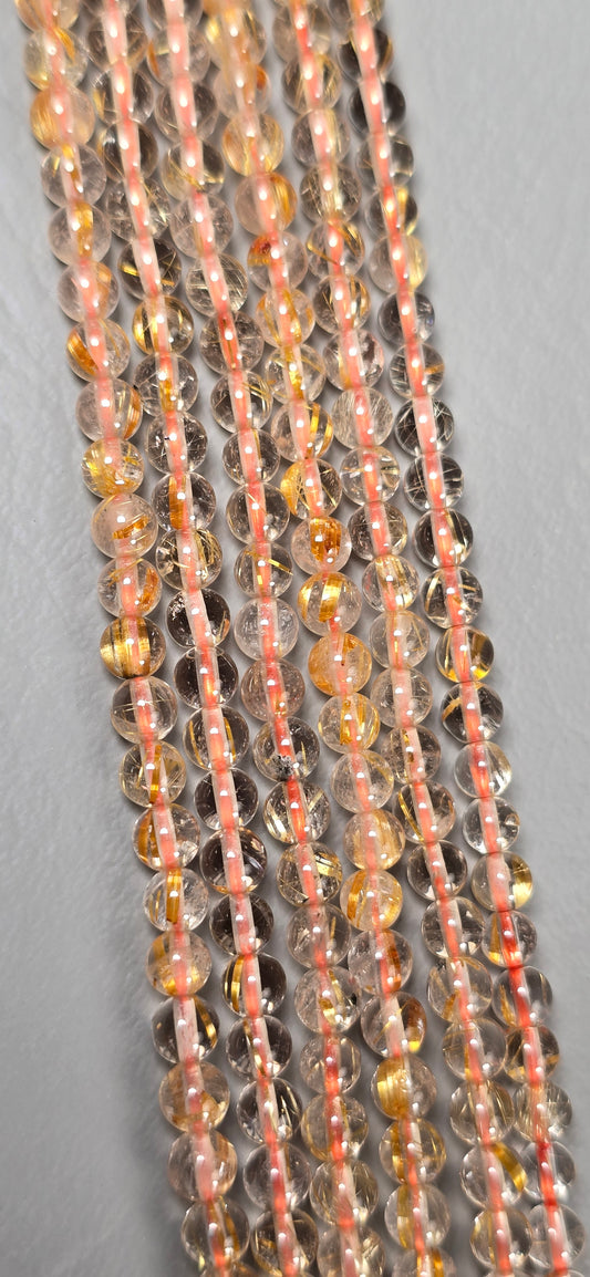 Rutilated Quartz Beads - Round