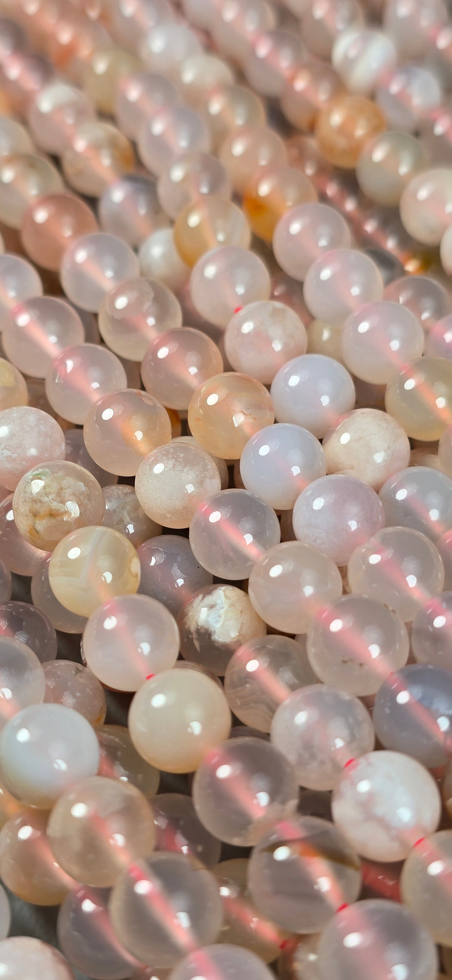 Flower Agate Beads - Round