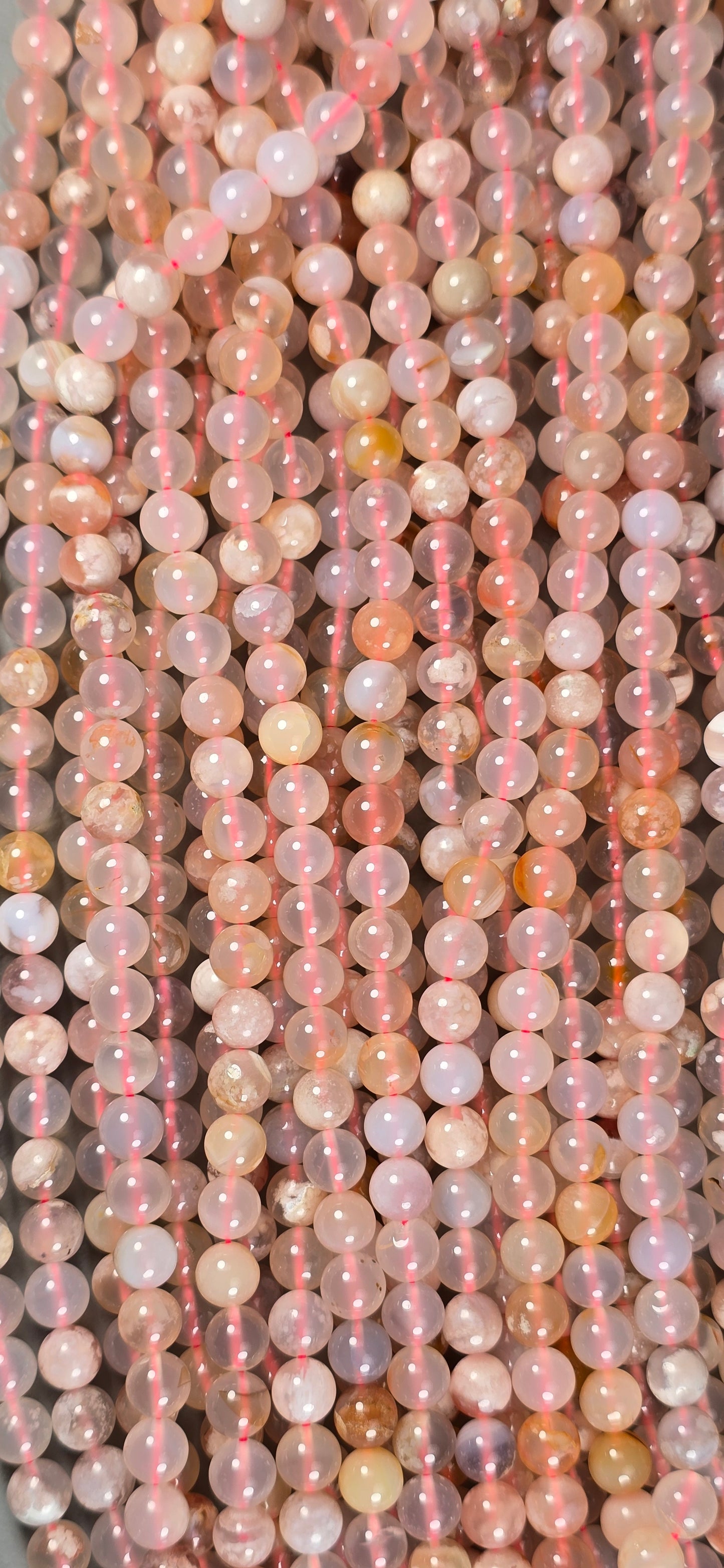 Flower Agate Beads - Round
