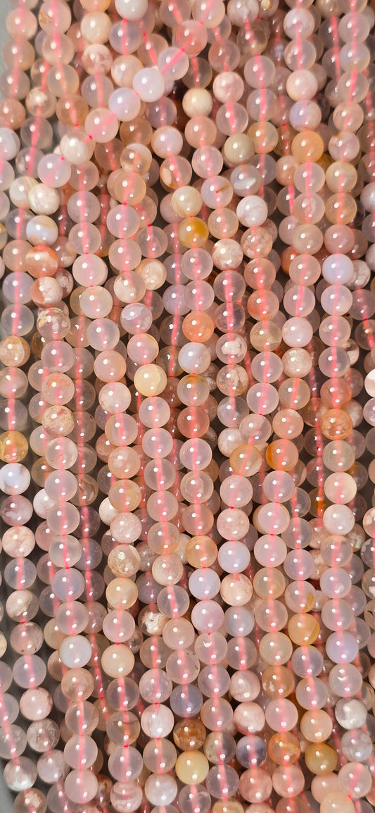 Flower Agate Beads - Round