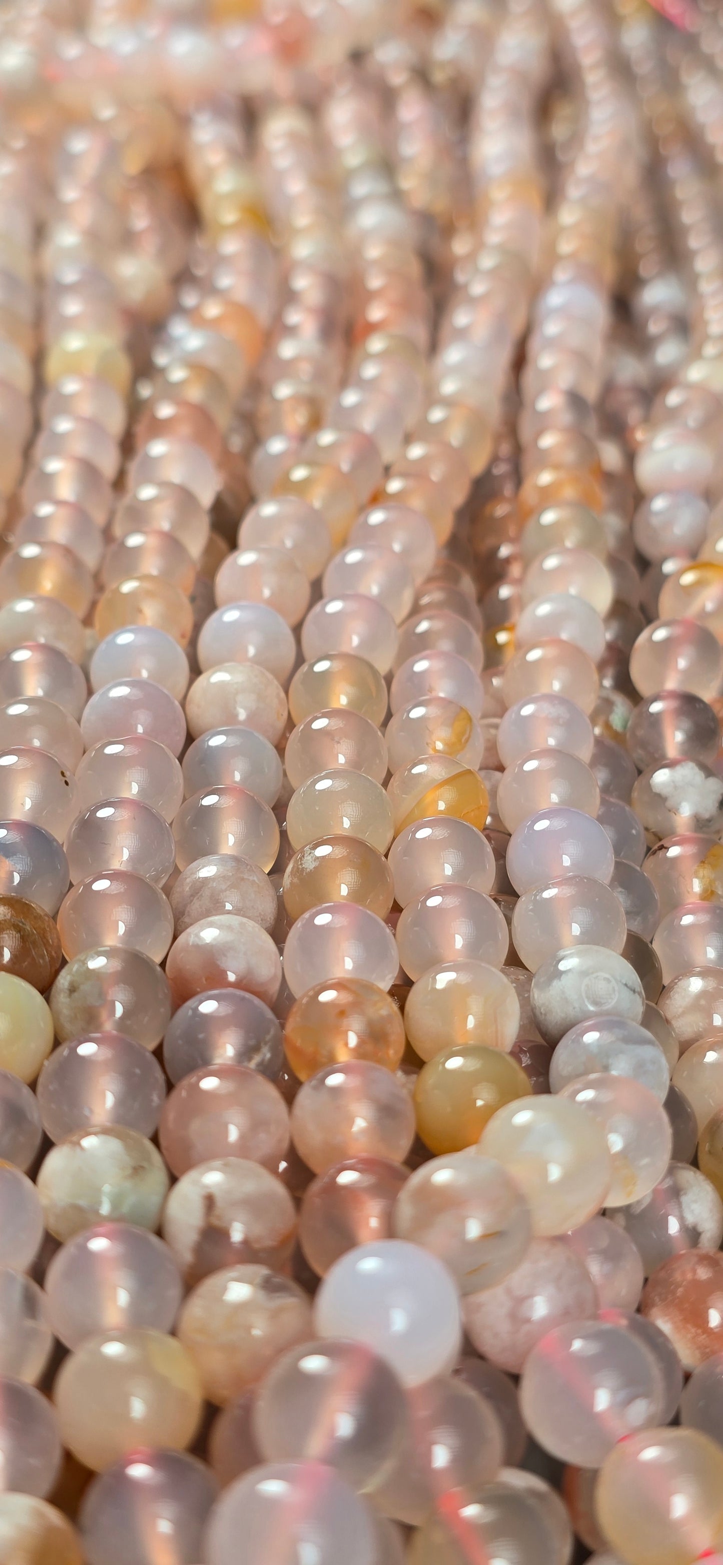 Flower Agate Beads - Round