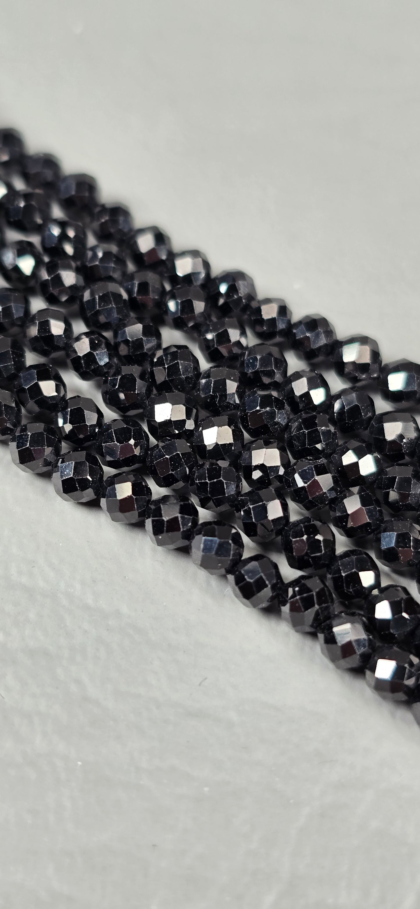 Black Spinel Beads - Facet