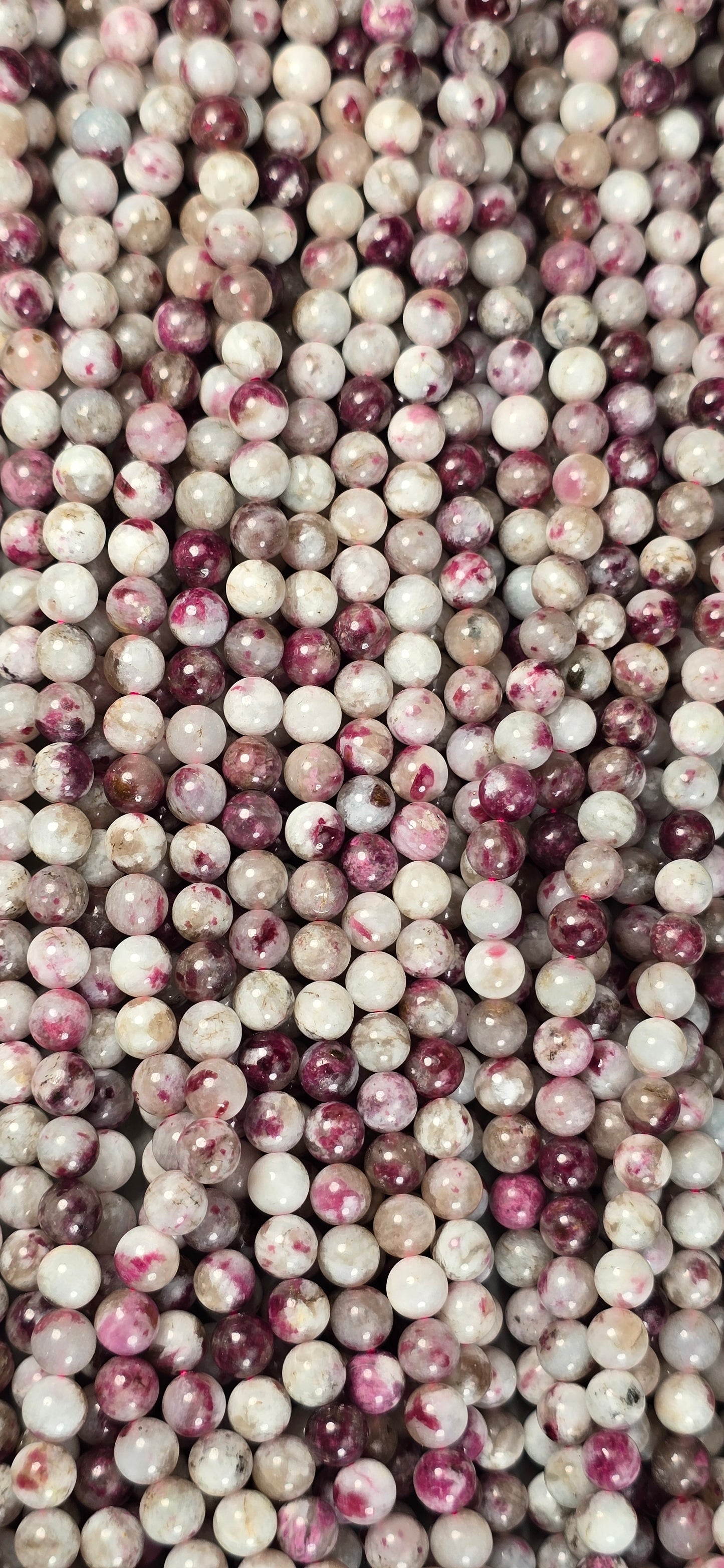 Pink Tourmaline in Quartz Beads - Round