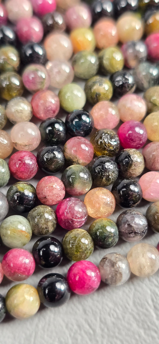 Multicolor Tourmaline Beads - Round