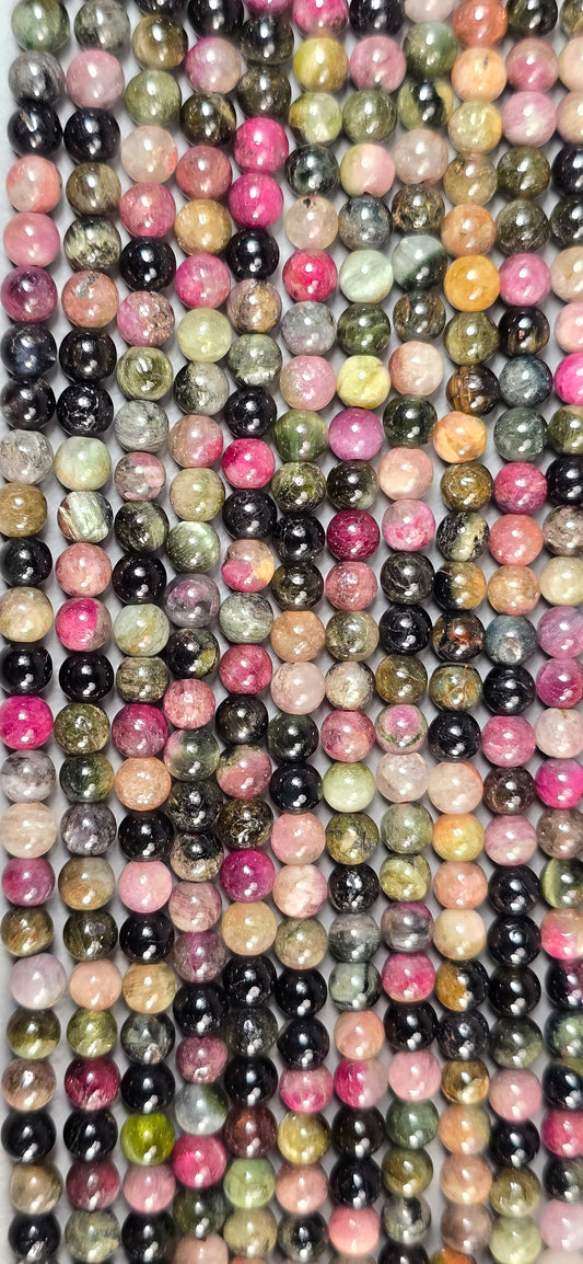 Multicolor Tourmaline Beads - Round