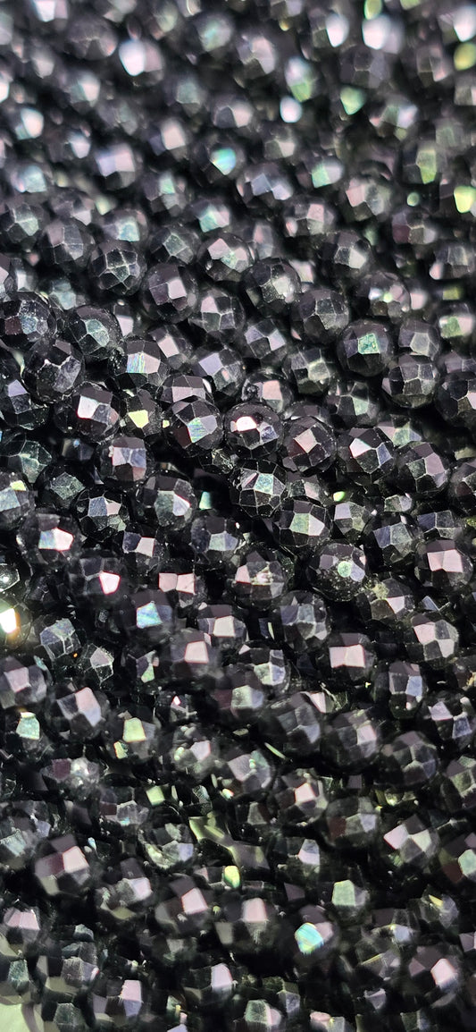 Black Spinel Beads - Facet