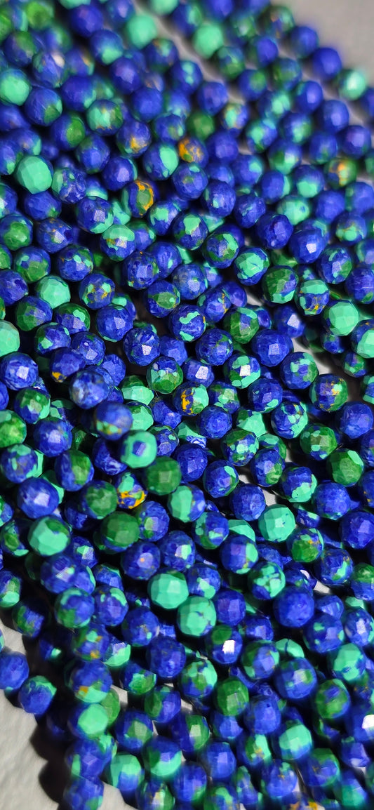 Blue Bird Azurite with Malachite Beads - Facet
