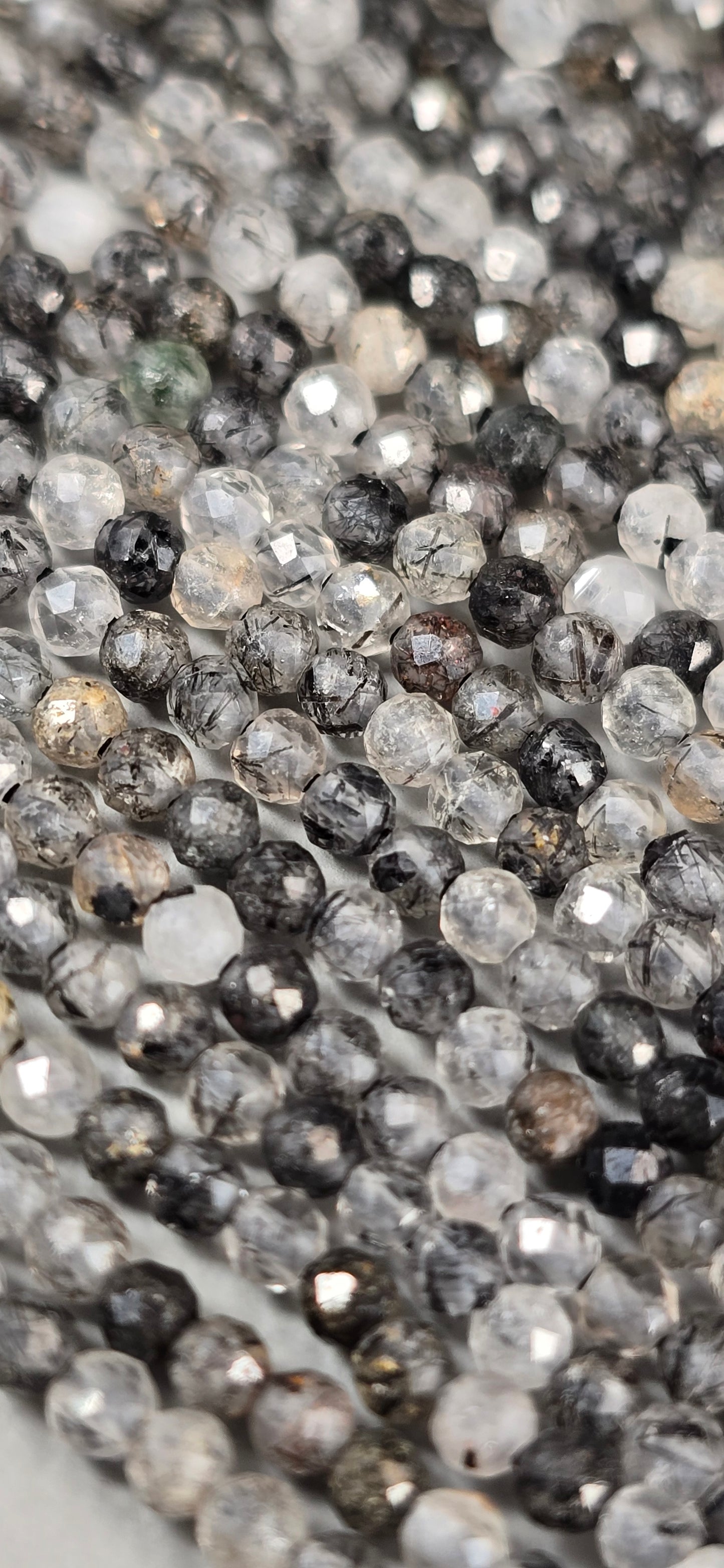 Tourmalated Quartz Beads - Facet