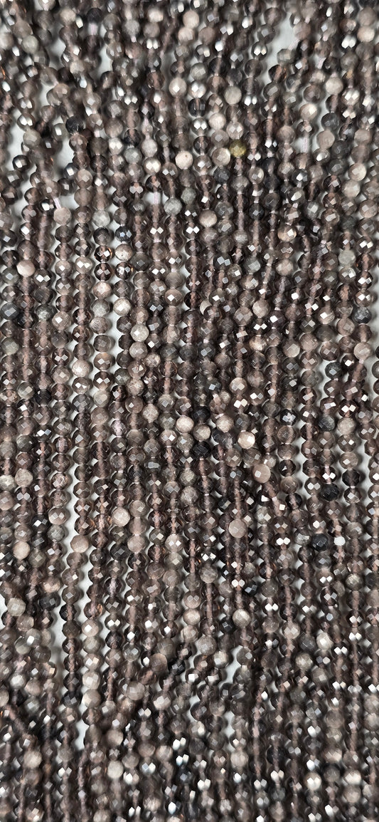 Silver Sheen Obsidian Beads - Facet