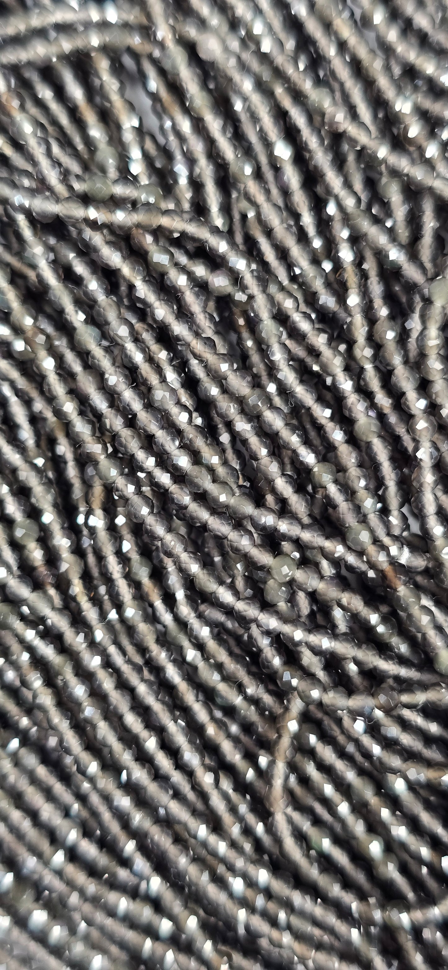Silver Sheen Obsidian Beads - Facet