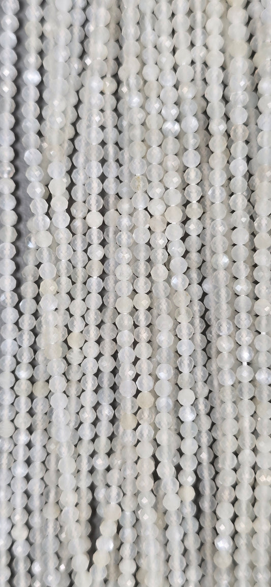 White Moonstone Beads - Facet