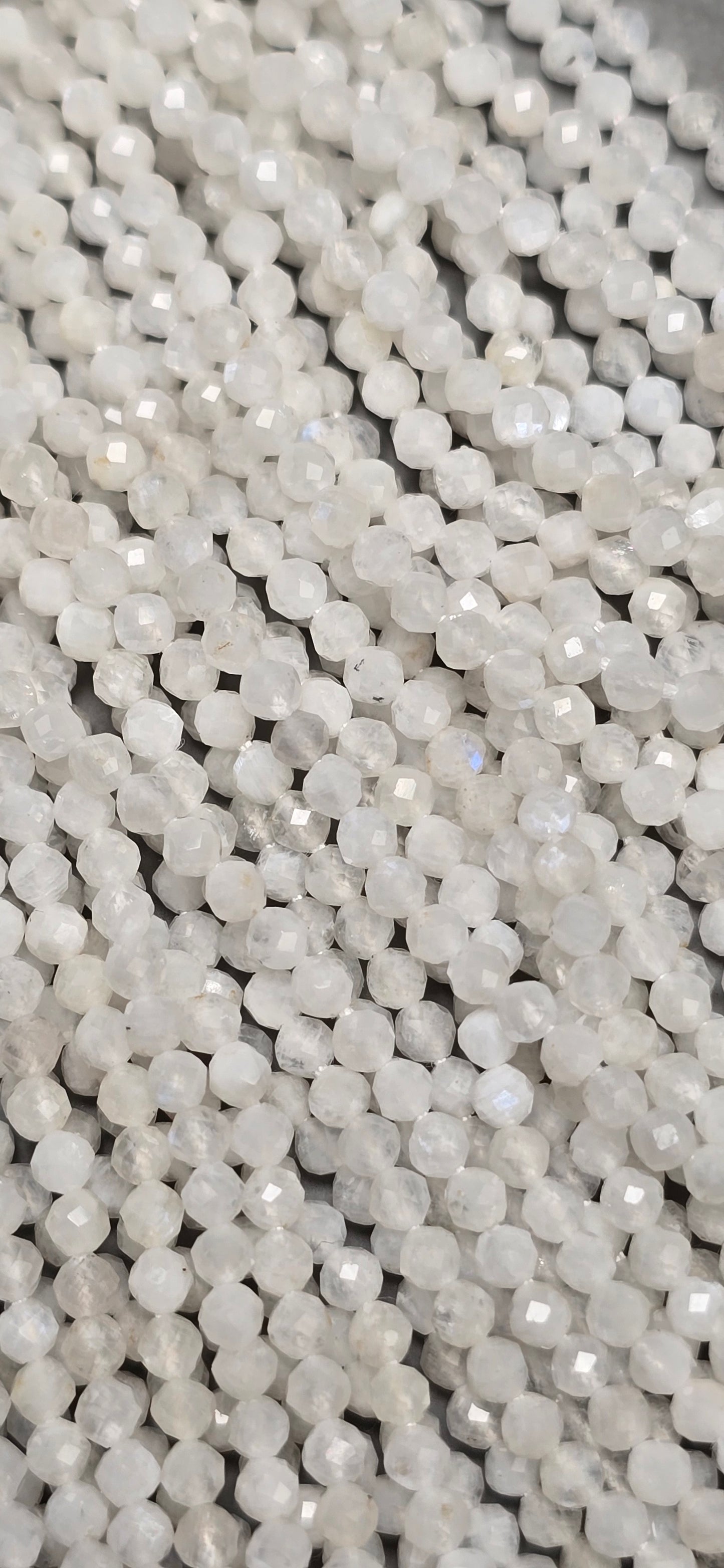 White Moonstone Beads - Facet