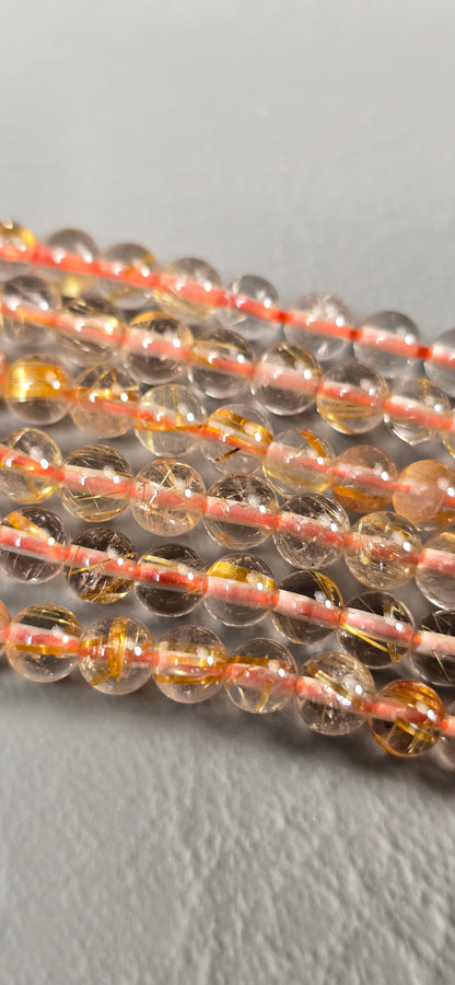 Rutilated Quartz Beads - Round