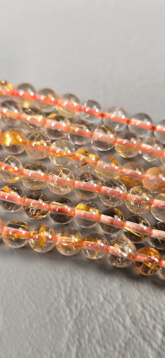 Rutilated Quartz Beads - Round