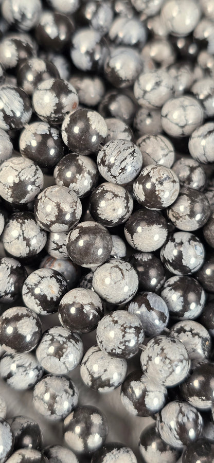 Snowflake Obsidian Beads - Round