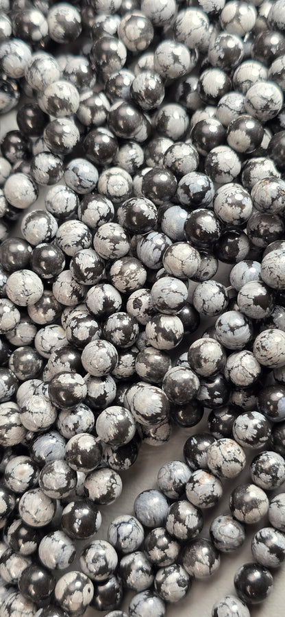 Snowflake Obsidian Beads - Round