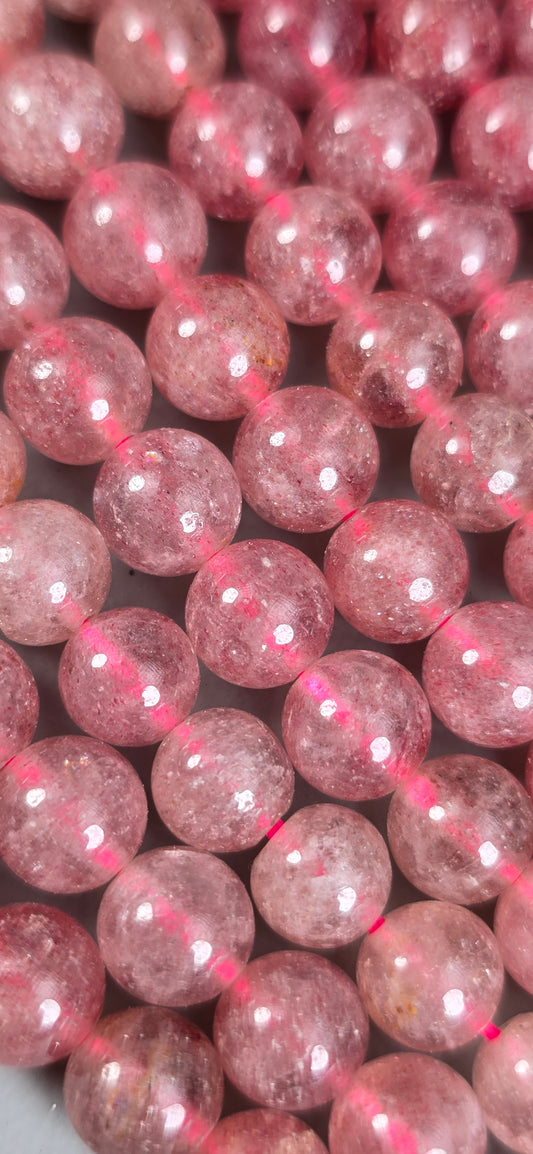 Strawberry Quartz Beads - Round