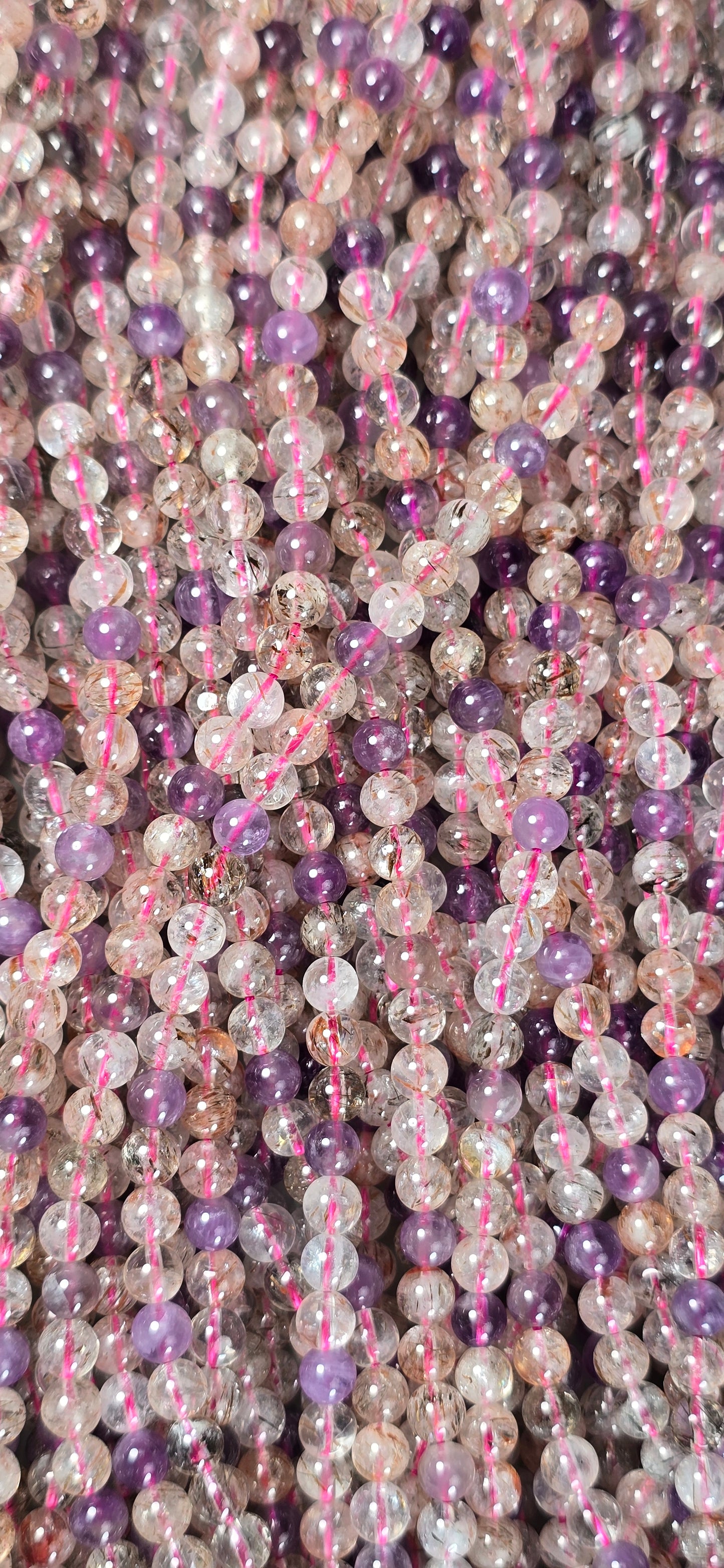 Rutile / Hematite / Amethyst Beads - Round