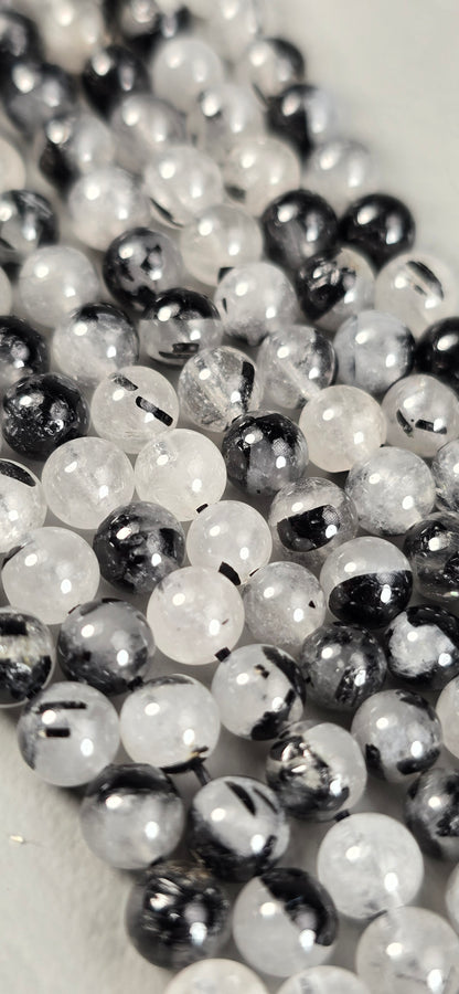Tourmalated Quartz Beads - Round