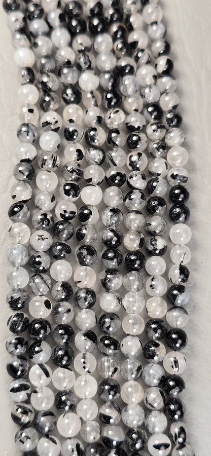 Tourmalated Quartz Beads - Round
