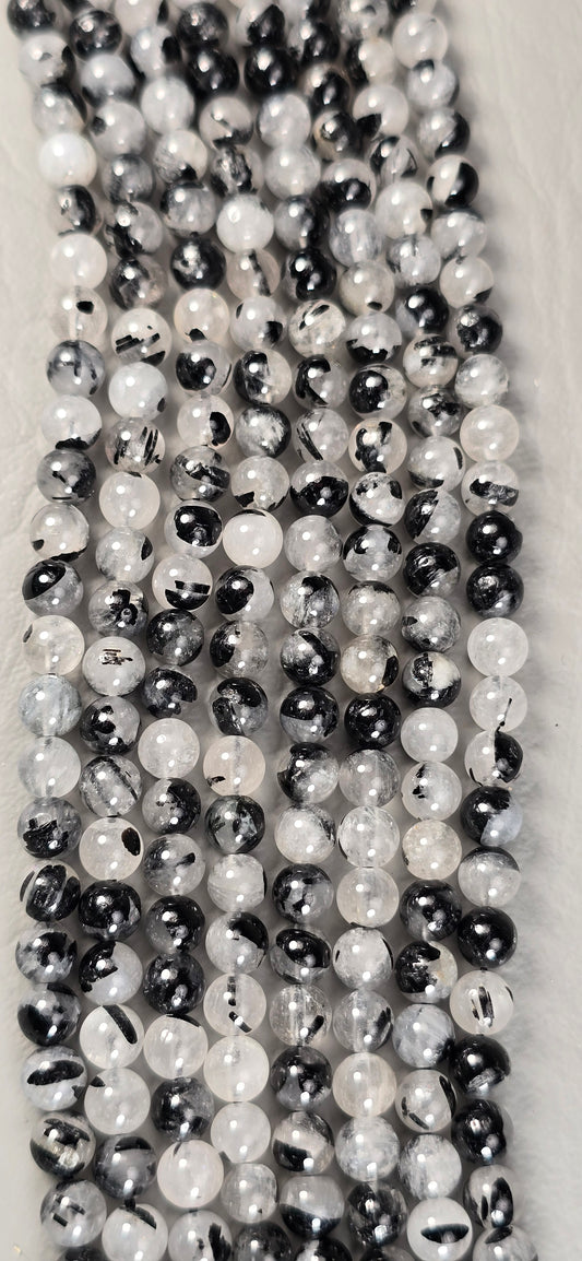 Tourmalated Quartz Beads - Round