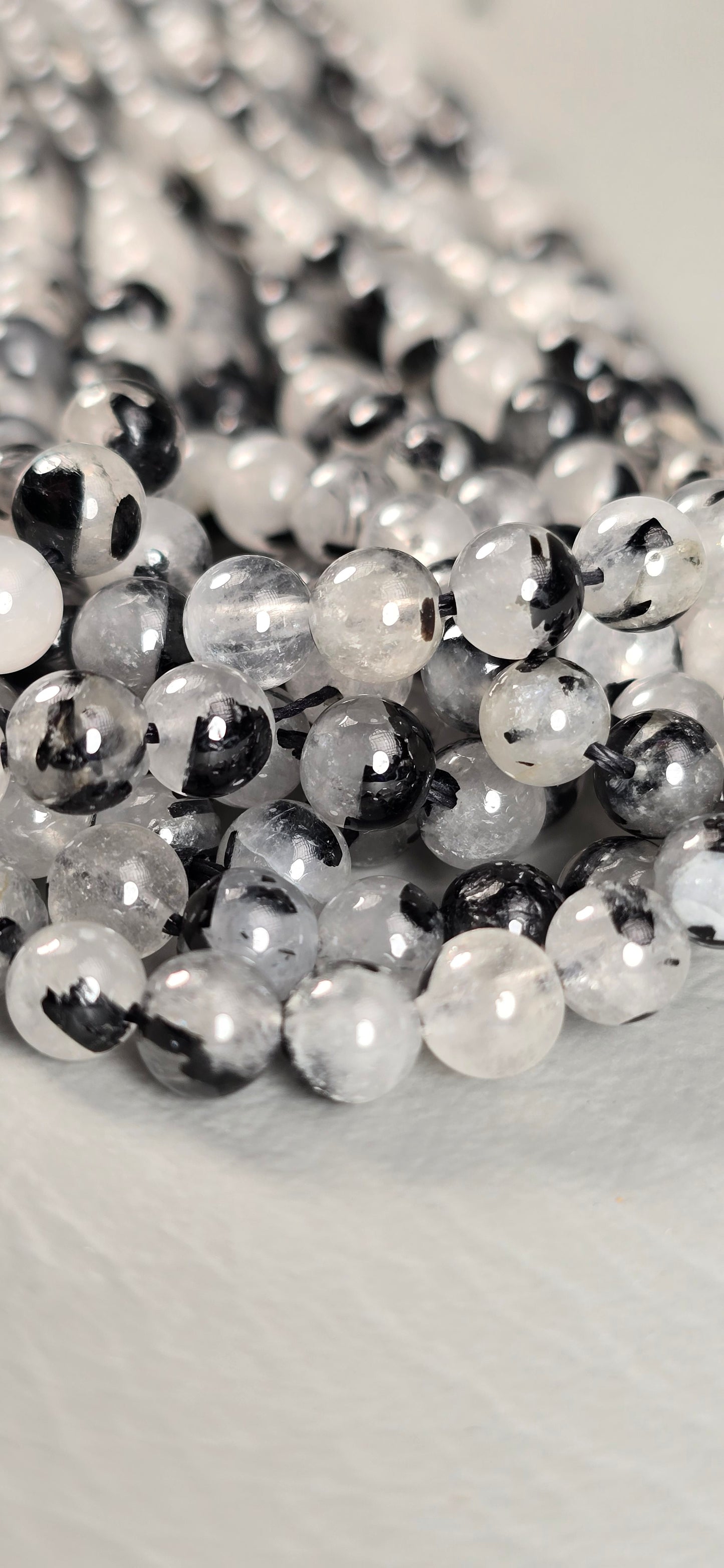 Tourmalated Quartz Beads - Round