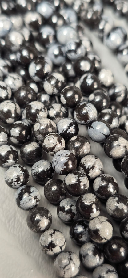 Snowflake Obsidian Beads - Round