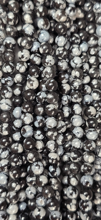 Snowflake Obsidian Beads - Round