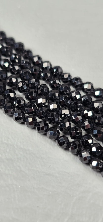 Black Spinel Beads - Facet