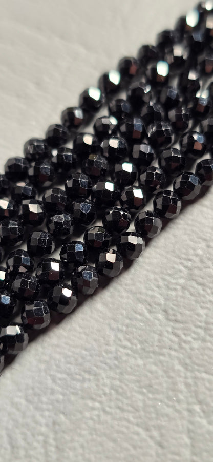 Black Spinel Beads - Facet