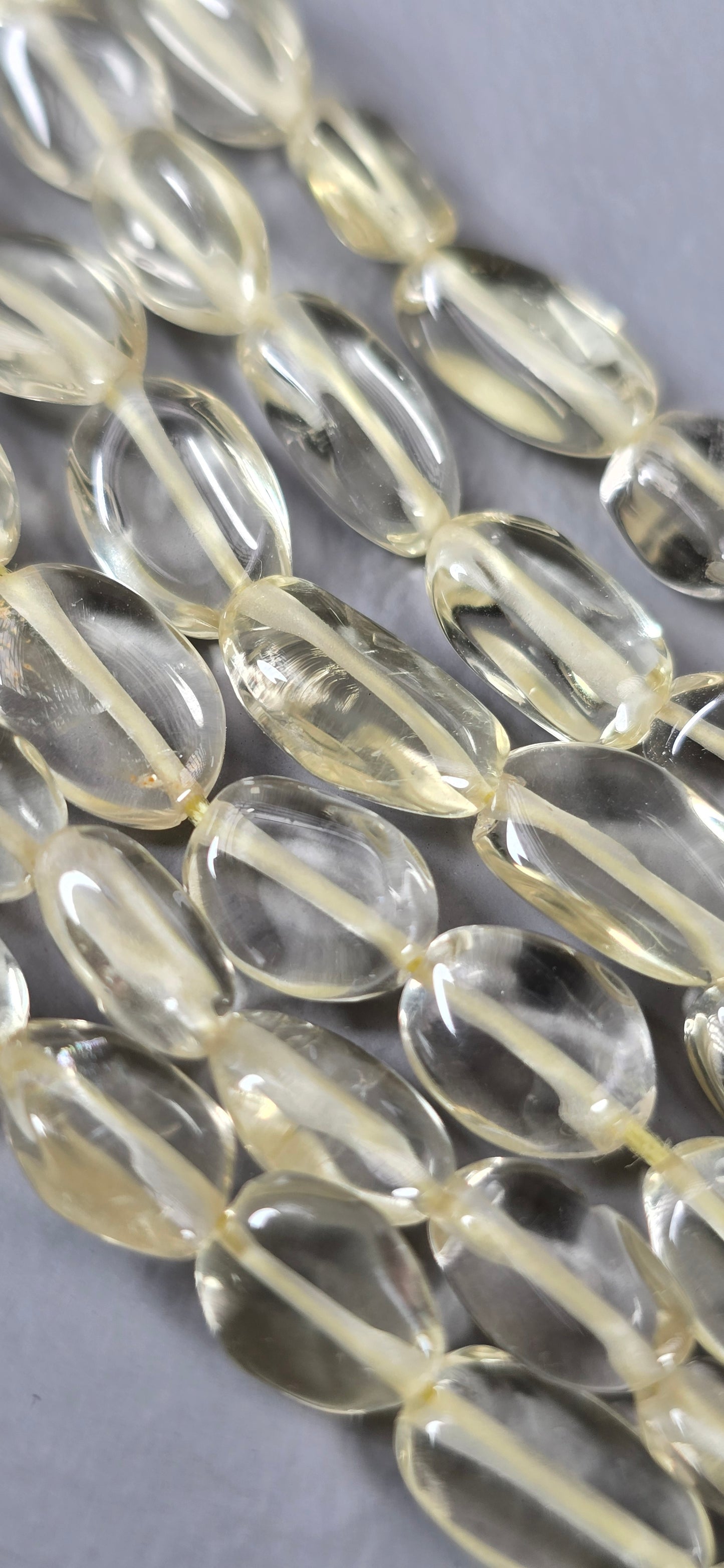 Lemon Quartz Oval Beads - Freeform