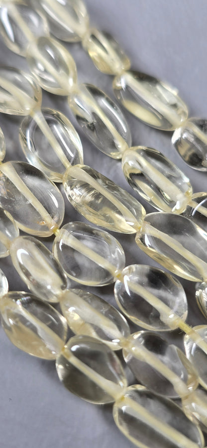 Lemon Quartz Oval Beads - Freeform