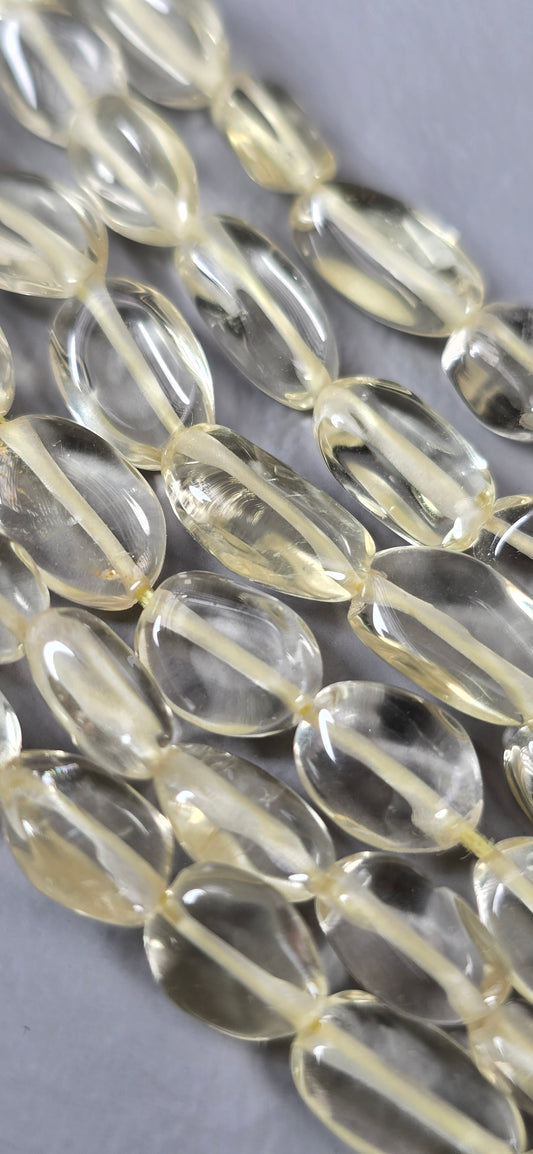 Lemon Quartz Oval Beads - Freeform