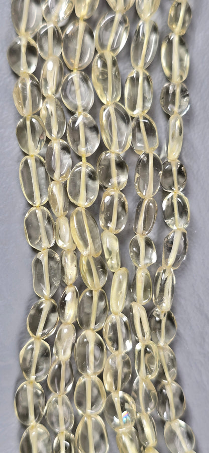 Lemon Quartz Oval Beads - Freeform