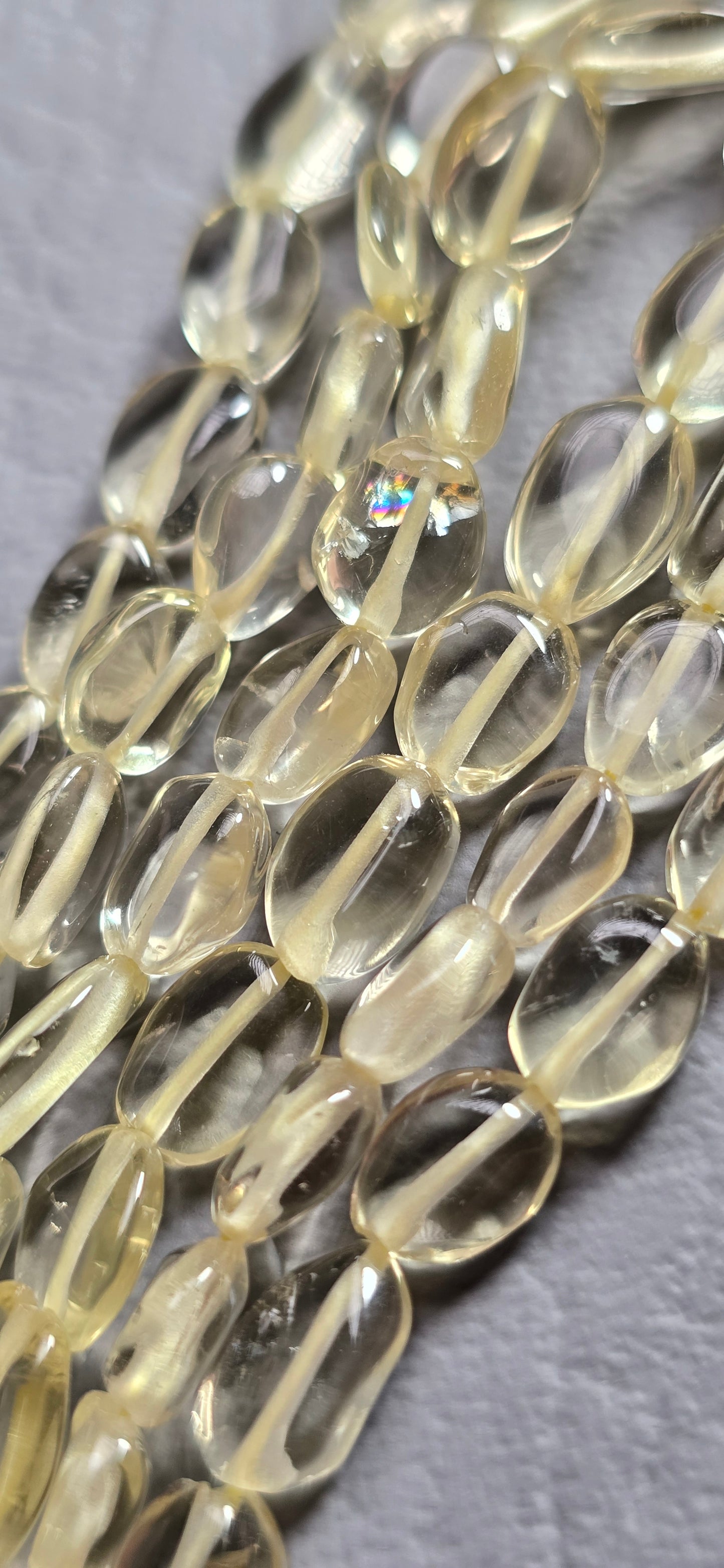 Lemon Quartz Oval Beads - Freeform