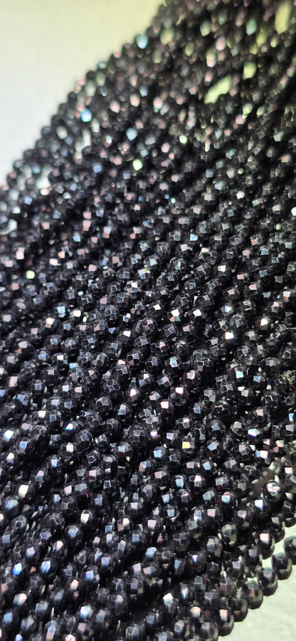 Black Spinel Beads - Facet