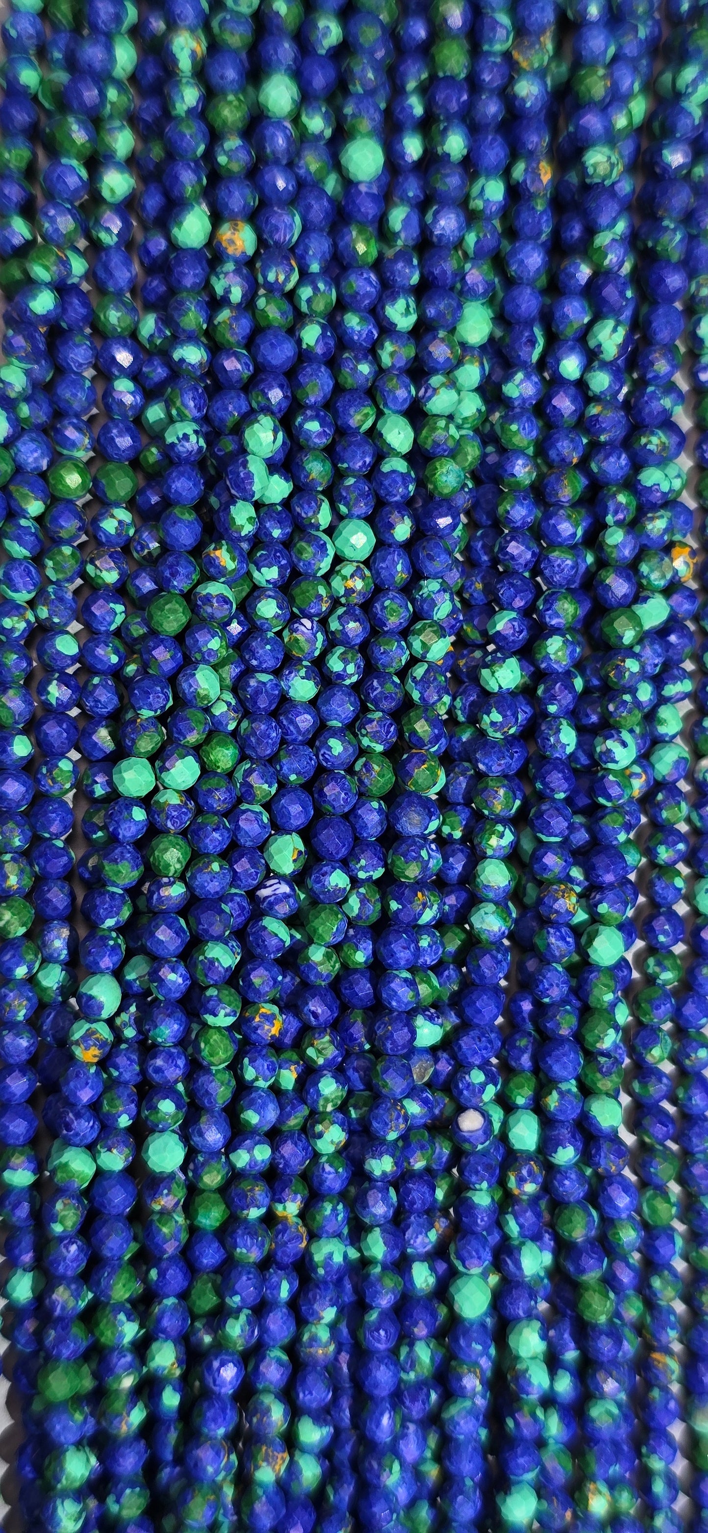 Blue Bird Azurite with Malachite Beads - Facet