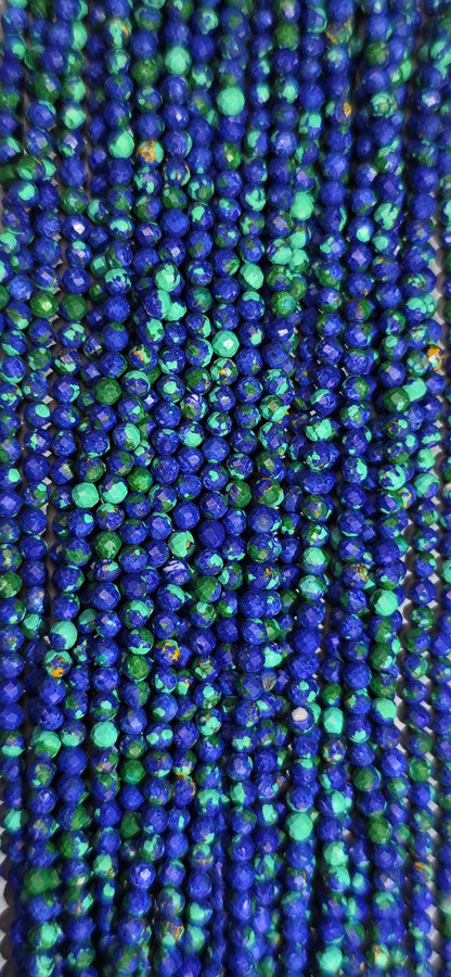 Blue Bird Azurite with Malachite Beads - Facet