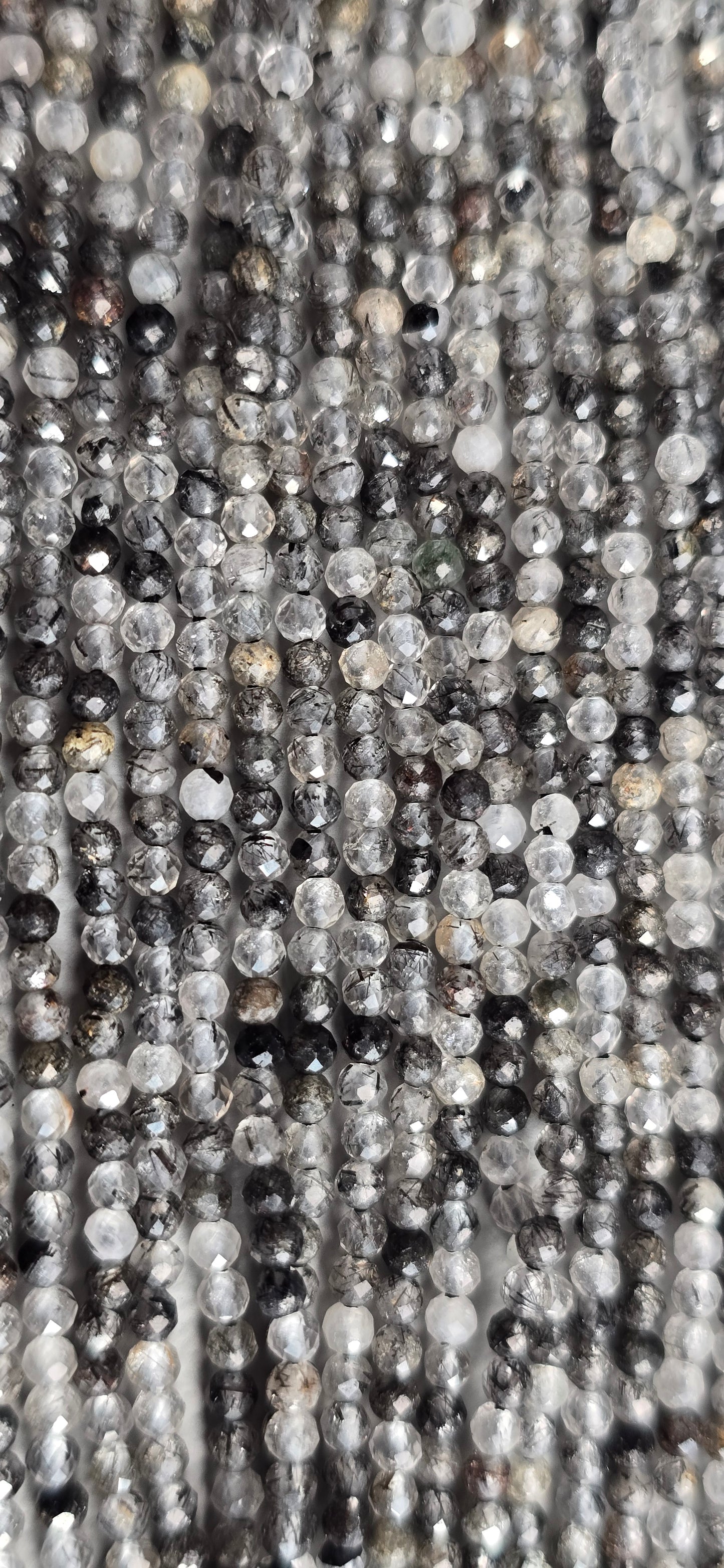 Tourmalated Quartz Beads - Facet