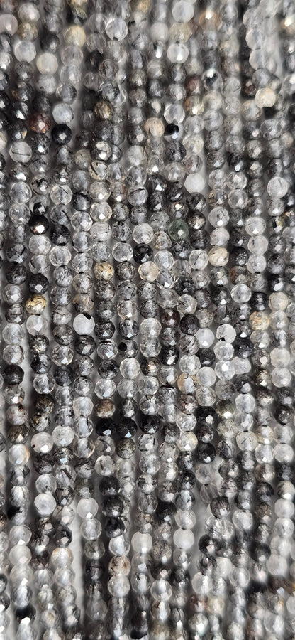 Tourmalated Quartz Beads - Facet