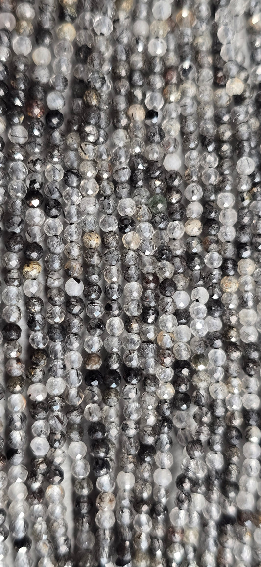 Tourmalated Quartz Beads - Facet