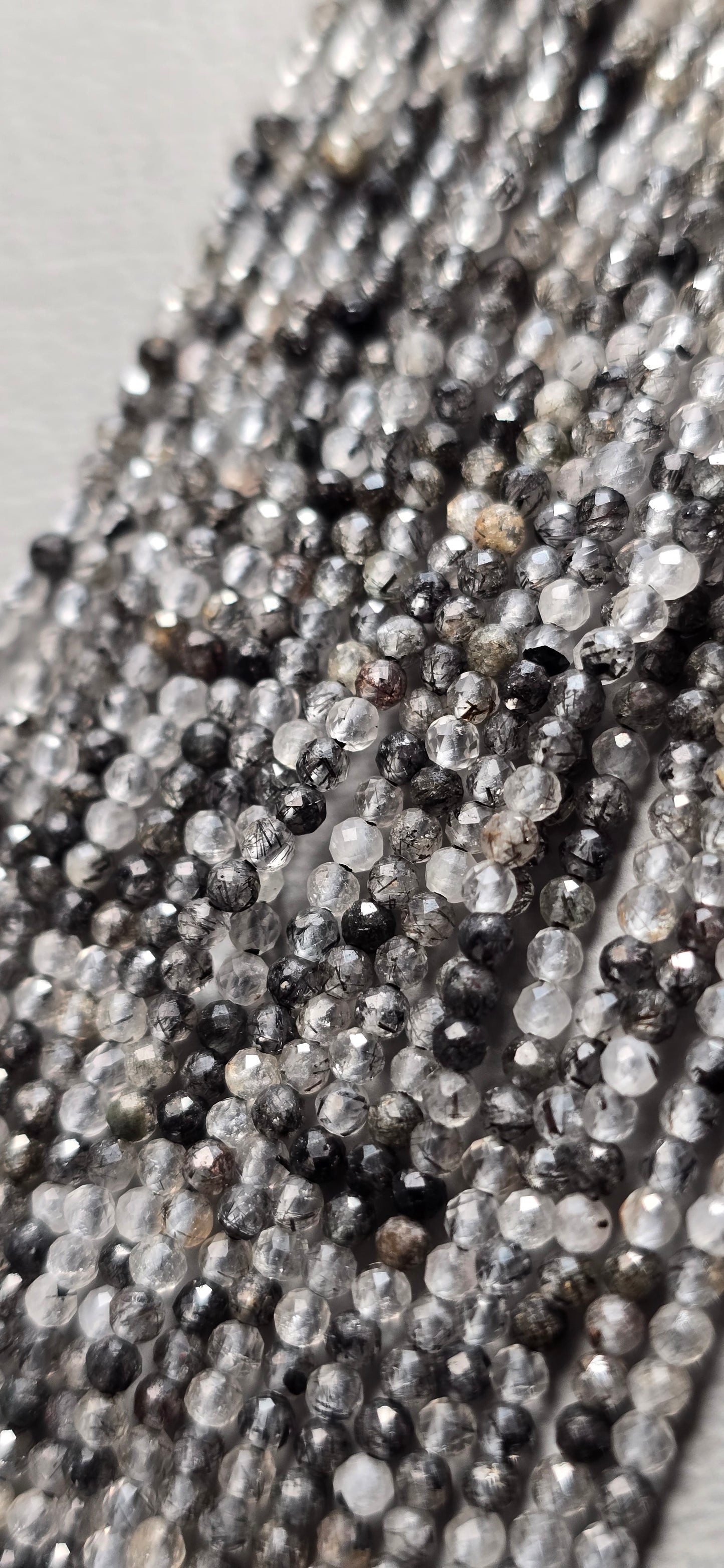 Tourmalated Quartz Beads - Facet