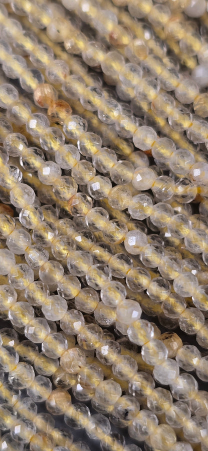 Golden Rutile Quartz Beads - Facet