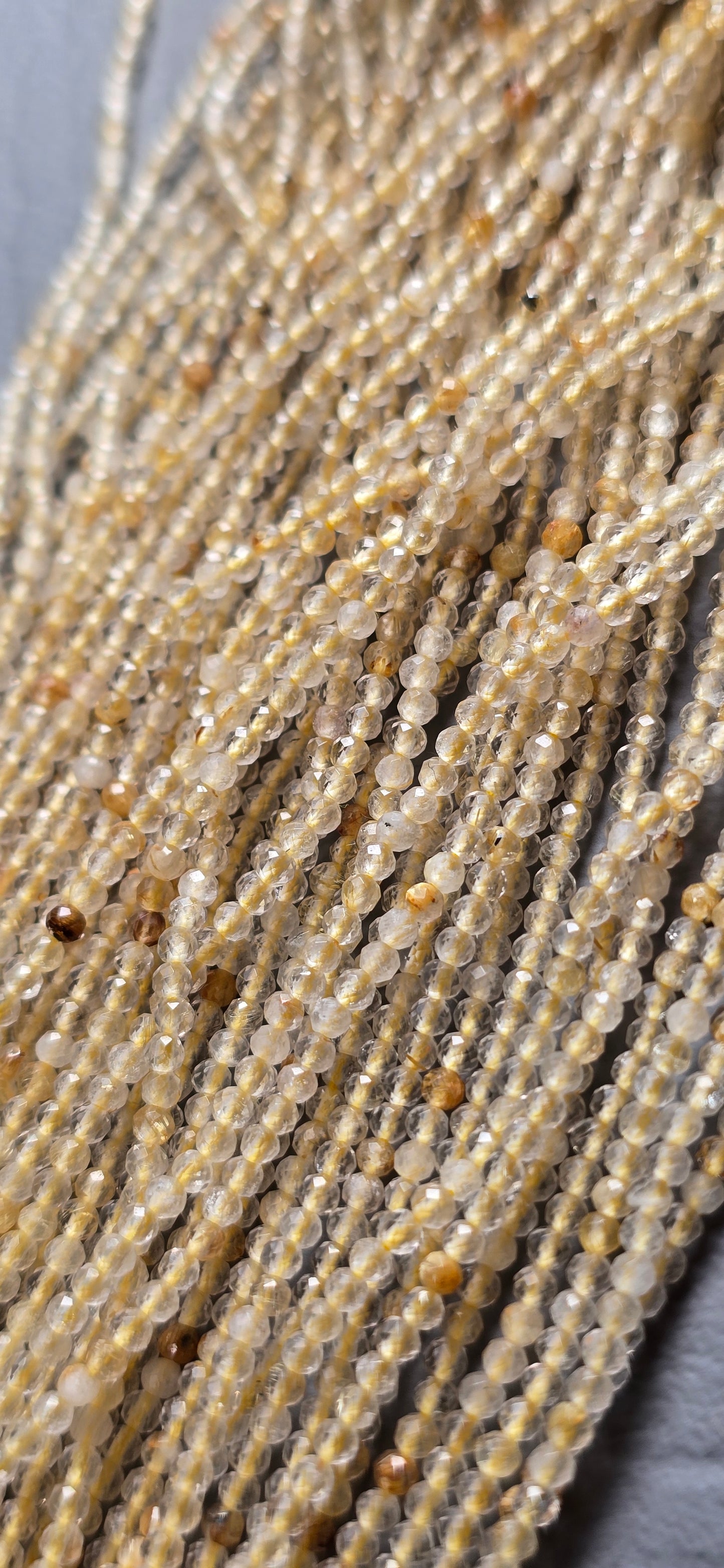 Golden Rutile Quartz Beads - Facet