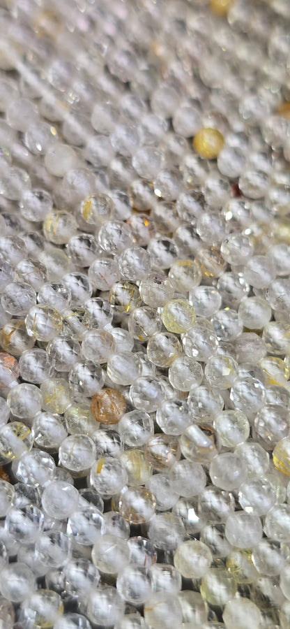 Rutilated Quartz Beads - Facet