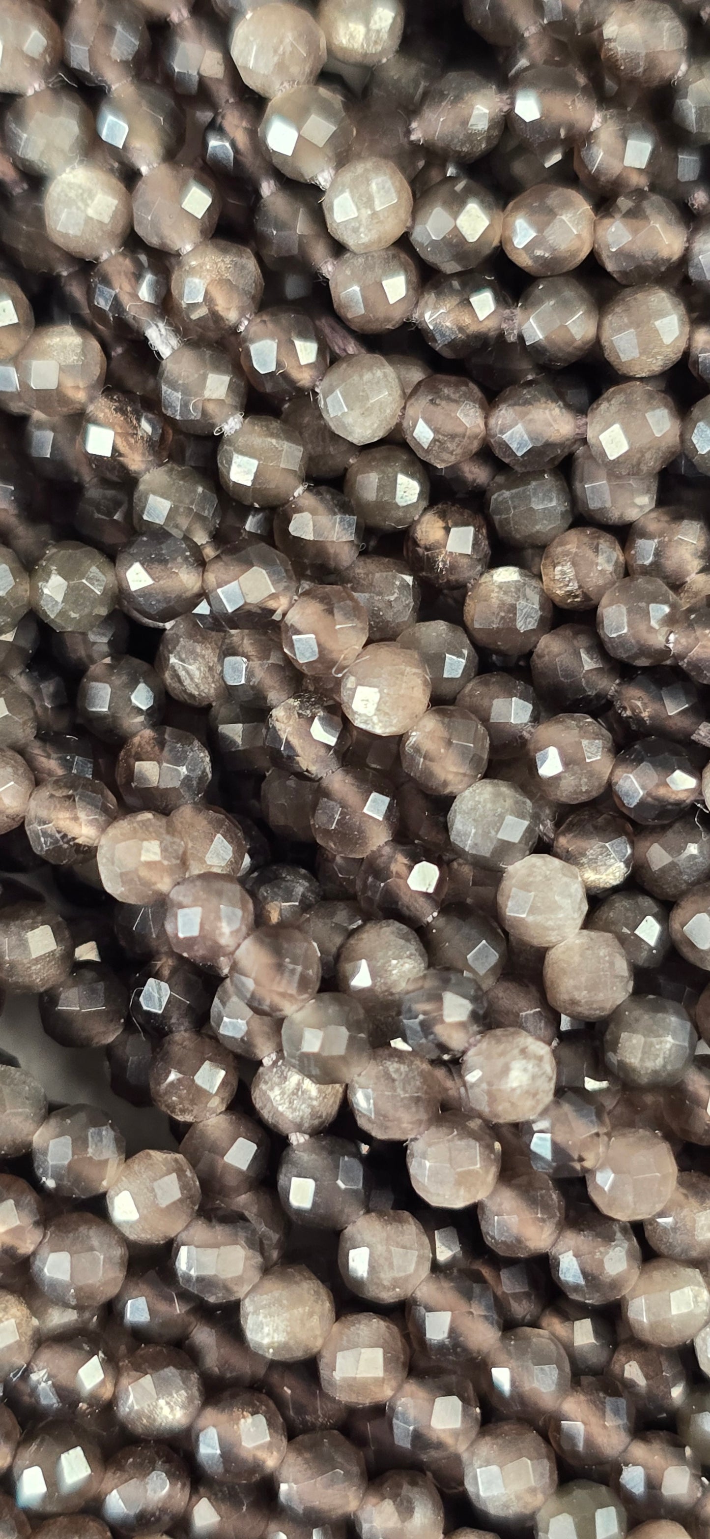 Silver Sheen Obsidian Beads - Facet