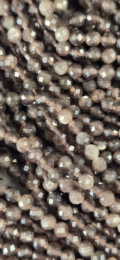 Silver Sheen Obsidian Beads - Facet