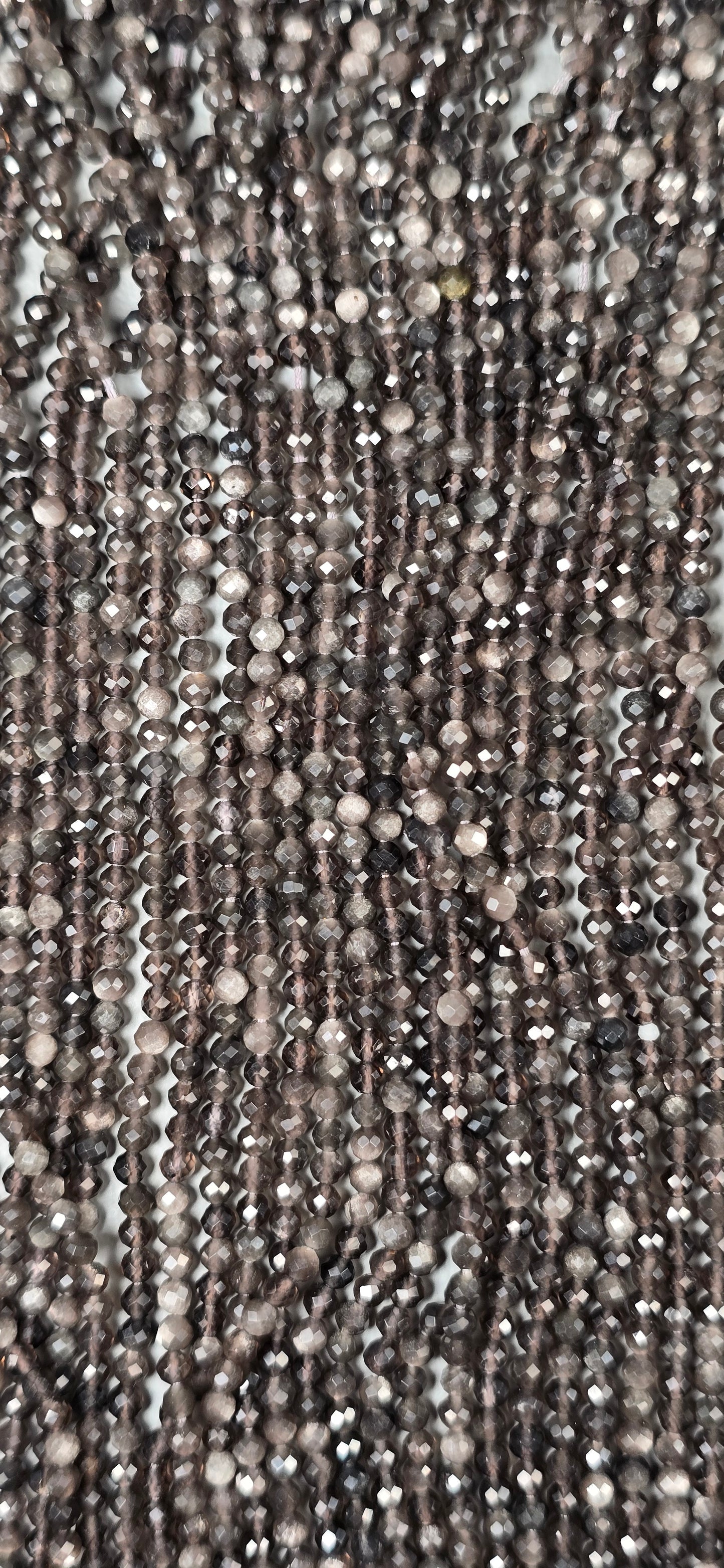 Silver Sheen Obsidian Beads - Facet