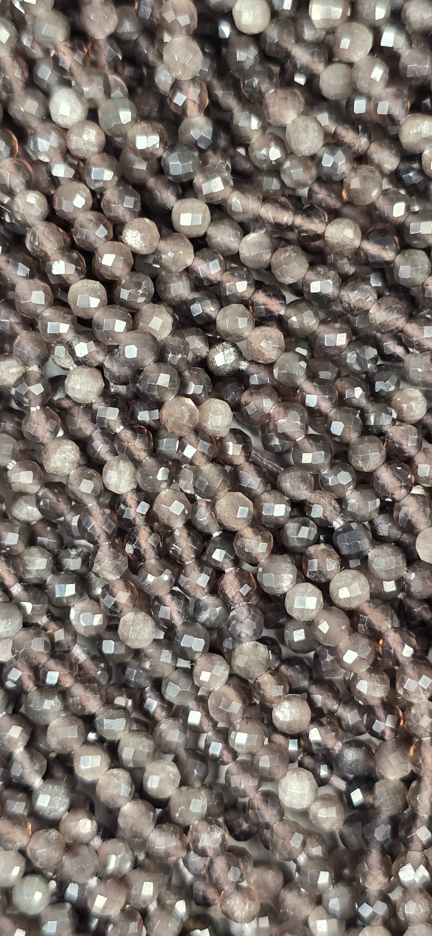 Silver Sheen Obsidian Beads - Facet