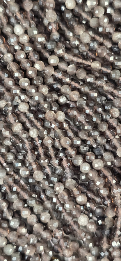 Silver Sheen Obsidian Beads - Facet